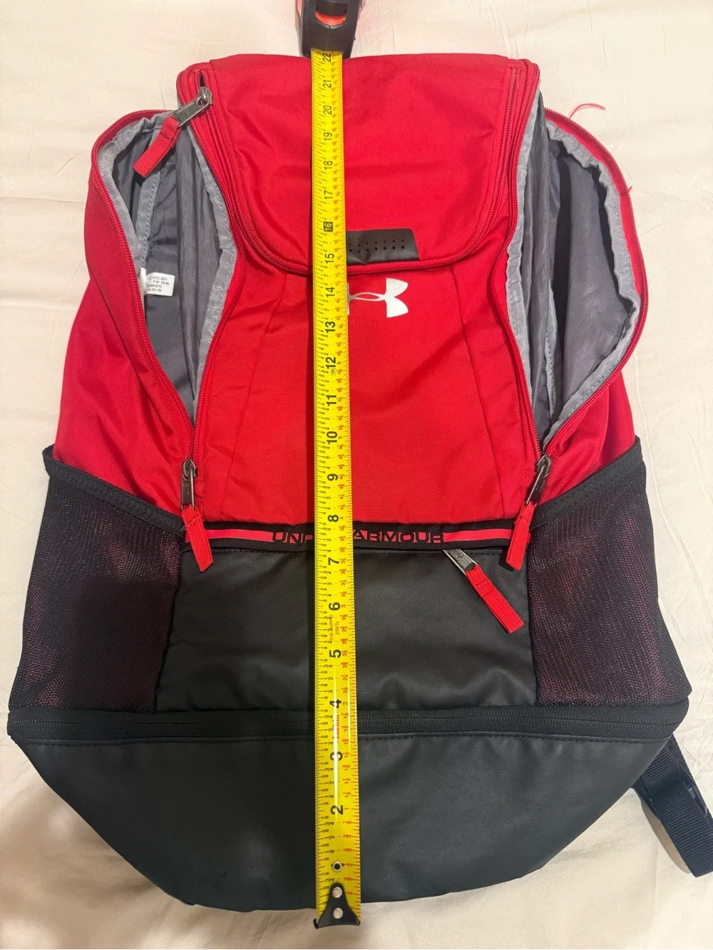 Under Armour Red and Black Sports Backpack with White Logo